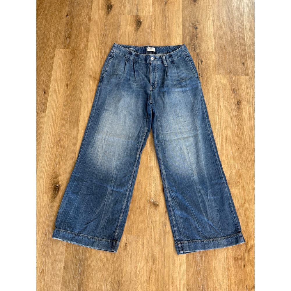 Arizona Baggy Jeans Womens 13 (34x32) Blue Low Rise Pleated Wide Leg Denim Y2K